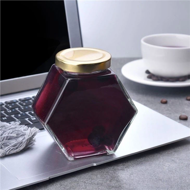400ml Hexagon Glass Honey Jar